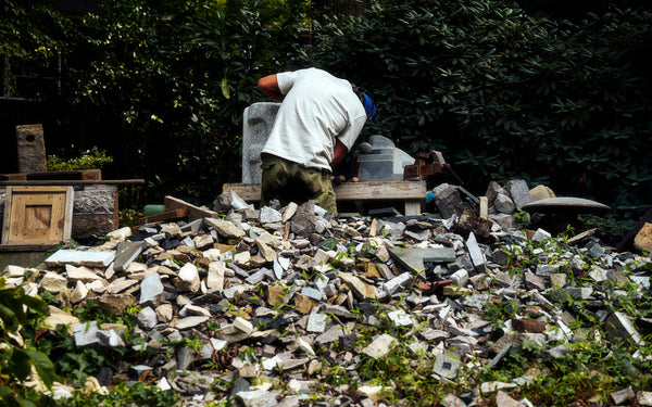Matt Byrd surrounded by stones