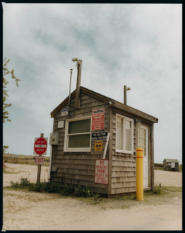 Wooden shack with warning signs in Wellfleet