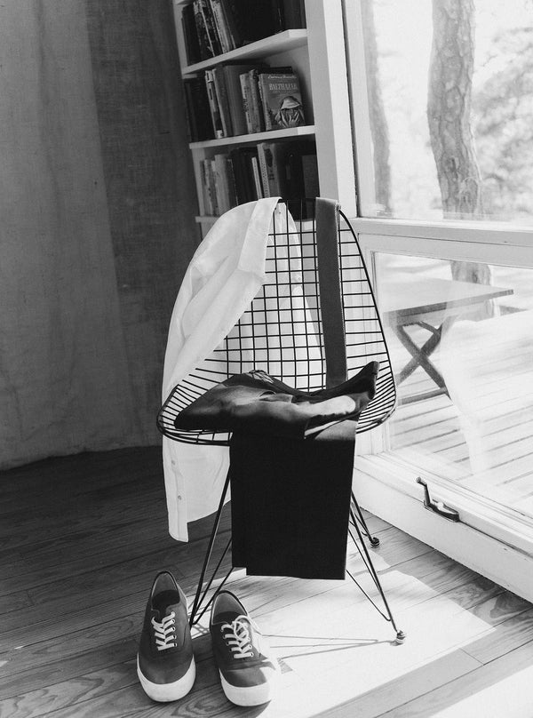 The Hyde Shirt and The Stevens Trouser draped over a chair